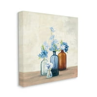 Ступел индустрии синя къща цветя в буркани страна живопис платно стена изкуство дизайн от Джулия Пуринтън,