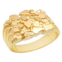 Мъжки 14-каратов позлатен Сребърен пръстен самородно злато