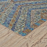 Варвара еклектична Реколта Тъфт зона килим, вълна, синьо оранжево, 9 фута-6 инча 13 фута-6 инча