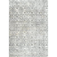 килим с текстурирана геометрична площ, 5 '8', сив