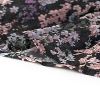 Уникални изгодни Дамски флорален печат разрошена вратовръзка врата хлабав смяна рокля Черно М