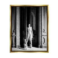 Ступел индустрии престижна мода жена Далматински куче богато украсени сграда снимка металик злато плаваща