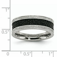 Неръждаема стомана полиран черно покритие оригинален Скат текстурирани пръстен