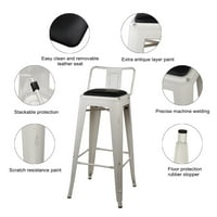 Дизайнерска група метални столове с ниска облегалка с веган кожена седалка комплект от 6, Затруднени почти