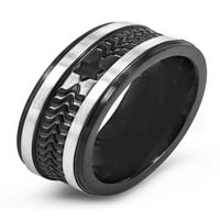 Крайбрежни бижута от неръждаема стомана черно покритие и матиран текстуриран пръстен