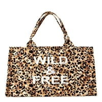 Време и Тру жените повишени платно голяма пазарска чанта Леопард див & безплатно