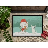 Каролински съкровища СК2095ДЖМАТ черно и бяло териер снежен човек Коледа врата мат, вътрешен килим или открит