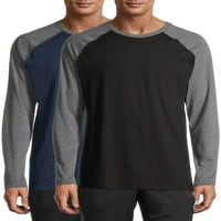 Мъжка и едра Мъжка тениска с дълъг ръкав реглан, 2-пак, до размер 5ХЛ