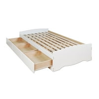 Легло за съхранение на платформата на препак с чекмеджета, бяло