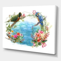 Папагали и цветя от Синята крайбрежна живопис платно изкуство печат