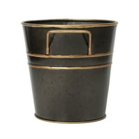 Елегантни изрази от Хосли метална кофа с дръжки, черен цинк със златна тапицерия