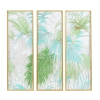 Космополитен декор от космополитно зелено стъкло тропически лист стена със златна рамка