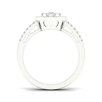 1 2К ТДВ диамант 10к Бяло Злато Добле ореол годежен пръстен