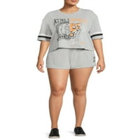 Без граници Юноши Плюс размер Графичен тениска и шорти, 2-парче активен комплект