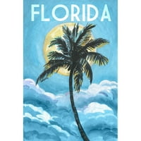 Синя Флорида живопис печат върху увито платно