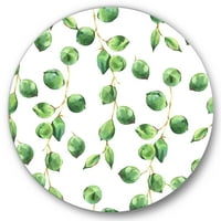 Дизайнарт 'тропически зелени листа патерн на бяло' тропически кръг метал Арт-диск на 23