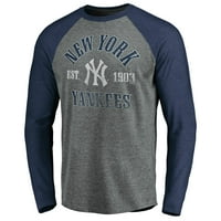 Мъжки фанатици маркови Хийтед Грей Хийтед флот Ню Йорк Янкис Отбор издаде Реглан Дълъг ръкав тениска
