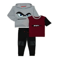 Детски комплект суитшърт, тениска и панталон за бягане, 3 части, размери 4-10