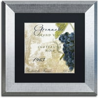 Търговска марка изобразително изкуство Гранд Вин Гренаш платно изкуство по цвят Пекарна Черен мат, сребърна рамка