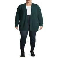 Терра & небе жените Плюс размер Дълъг ръкав жилетка пуловер с джобове